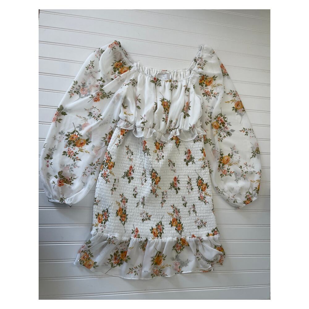 Rare Editions Floral Dress Balloon Sleeves Dance Formal Wedding Size Girls 14